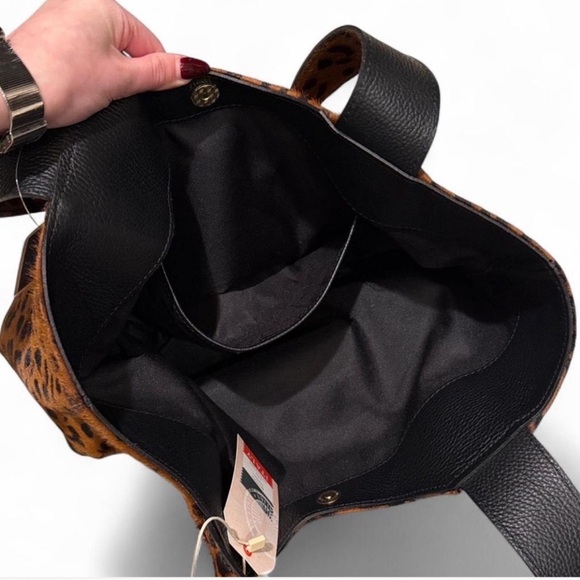 NWT Viral Divina Firenze Cowhide Calf Hair Leather Tote Shoulder Bag - Picture 6 of 11